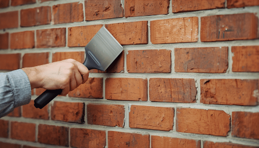 Masonry contractor building brick wall for home