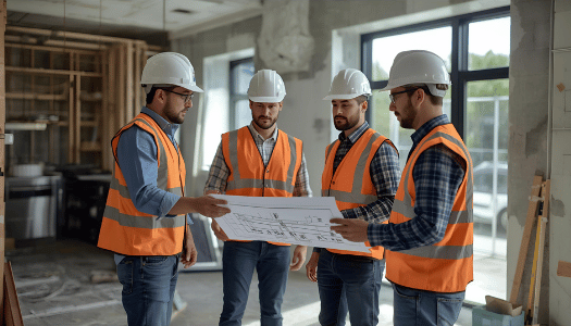 General contractor managing construction site