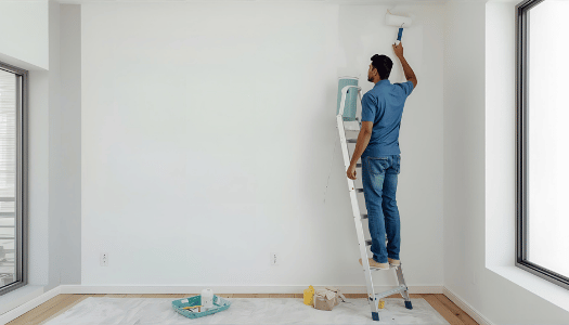 Painting contractor painting interior walls