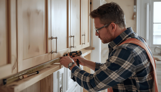Remodeling contractor renovating modern kitchen space